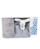 DOUDOU Happy Glossy w Grey Blue Blanket - 100x70cm